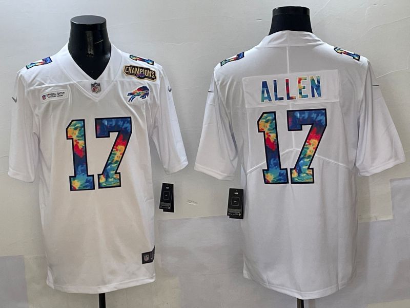 Men 2025 Buffalo Bills 17 Allen White Rainbow Nike Limited NFL Jersey style 2